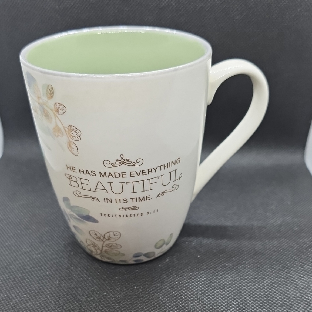 Elegant Cream and Green Inspirational Mug